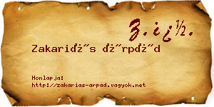 Zakariás Árpád névjegykártya
